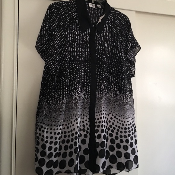 NWT sheer black & white shirt