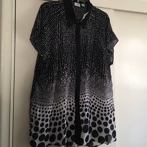 NWT sheer black & white shirt