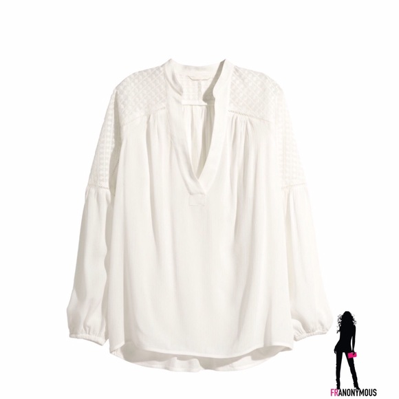 Off White Long Sleeve Poets Top - Picture 2 of 3