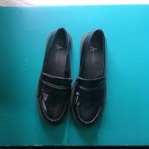 Never worn patent faux leather loafers 👞