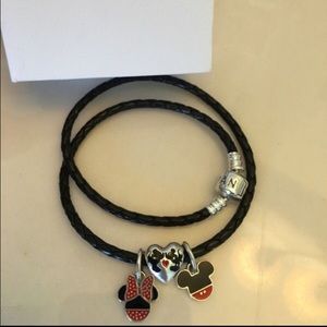 Pandora Leather Bracelet 3 Charms