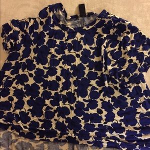 H&M oversized royal blue and black floral design t
