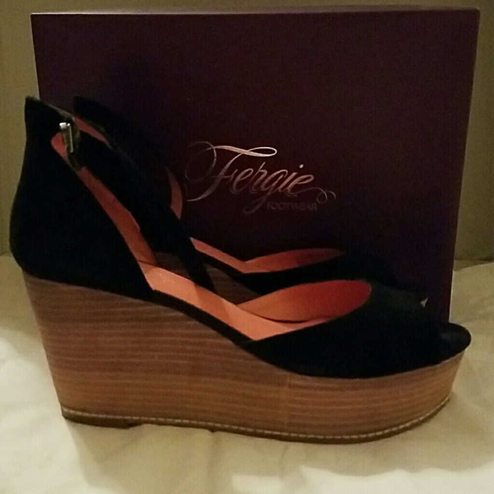 Fergie "Dietra" Black Suede Sandals