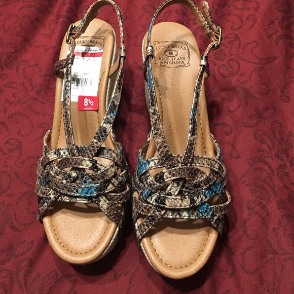 Lucky Brand Turquise and Brown wedges.