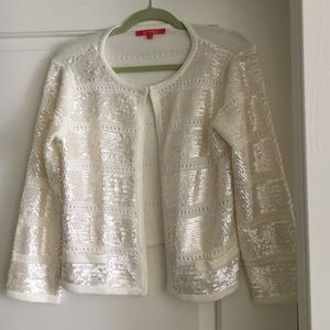 Catharine Maladrino cream color/sequined sweater !