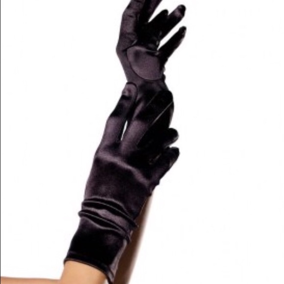 Black Satin Wrist Gloves