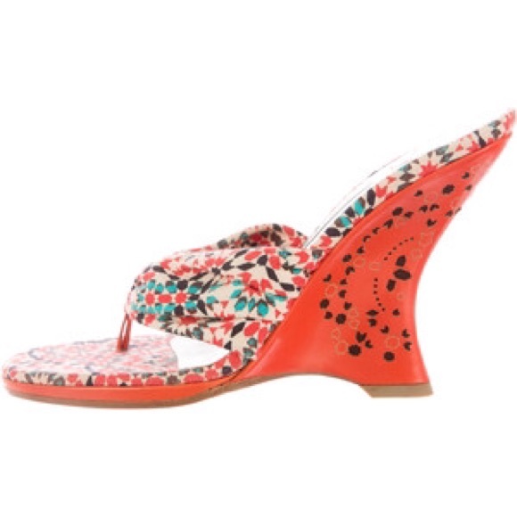 Jimmy Choo Printed Perforated Wedge Sz 37