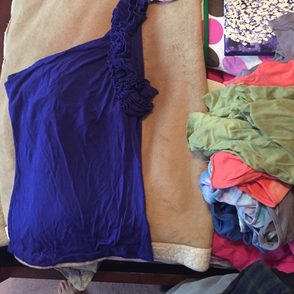 Forever twenty one one shoulder blue tank top