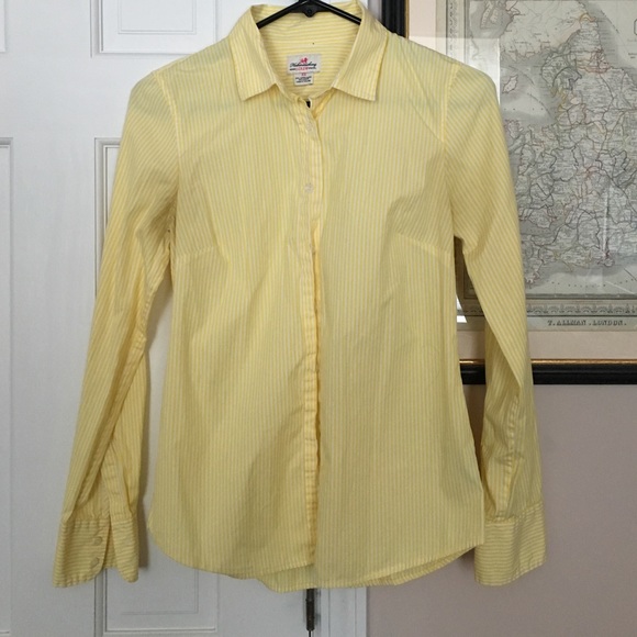 J Crew yellow and white striped blouse