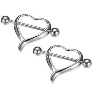 14g Simple Heart Nipple Shields Bars Rings