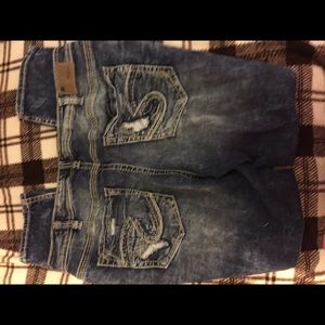 Silver "boyfriend" distressed jeans so 18/29L