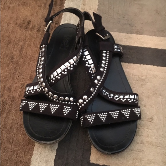 Black Silver Studded Sandals