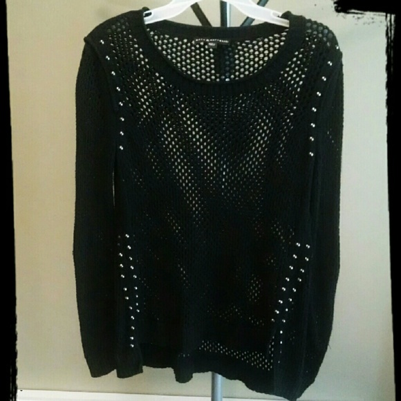 Black Studded Open Knit Sweater Rock n Republic