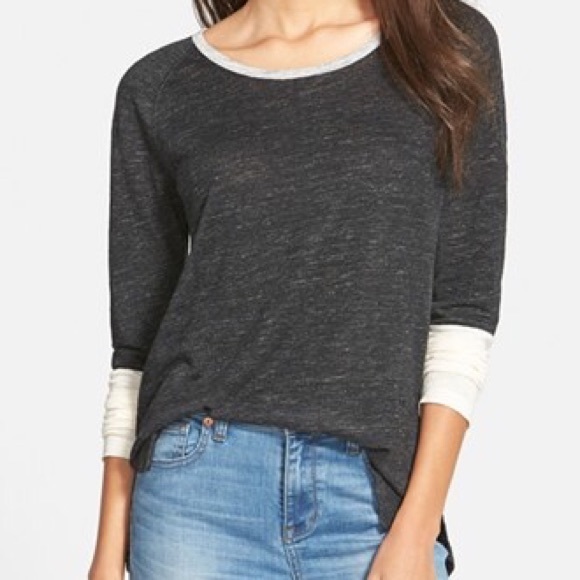 Madewell Colorblock Modern Linen Raglan Tee