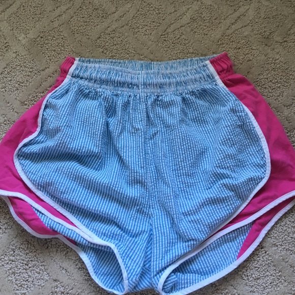 Lauren James seersucker pink and blue shorts