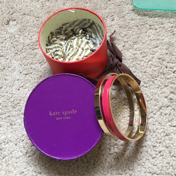 Kate Spade bangles - pink and gold