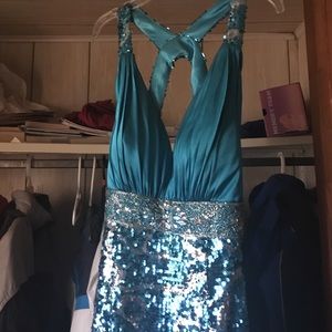 Riva Turquoise Sequin Prom/Pageant Dress