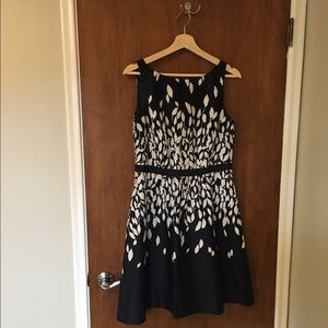 Navy & White Printed LOFT Dress
