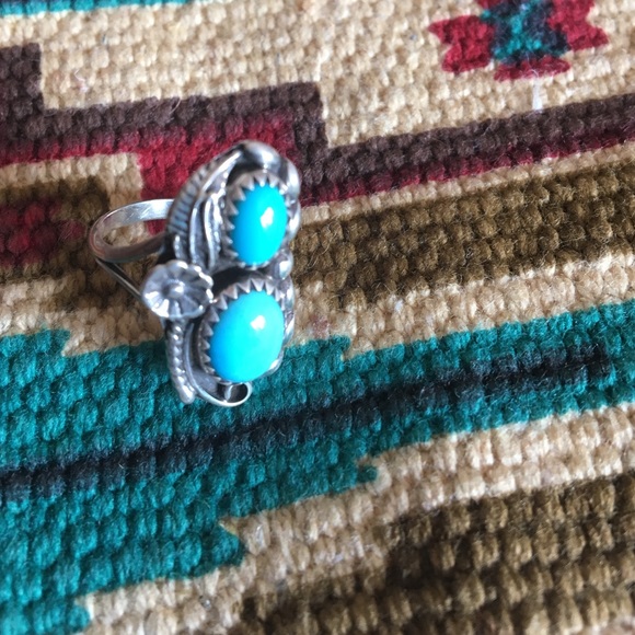 Two Stone Sleeping Beauty Silver Signed Ring 37 - Picture 4 of 4