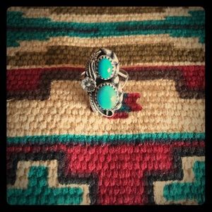 Two Stone Sleeping Beauty Silver Signed Ring 37