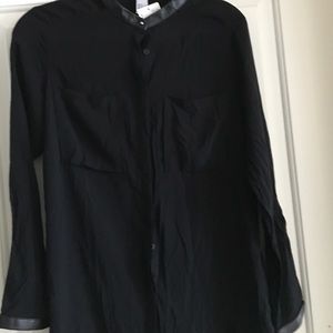 H&M faux leather collar black  shirt
