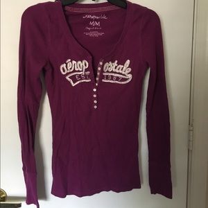 aéropostale purple long sleeve henley