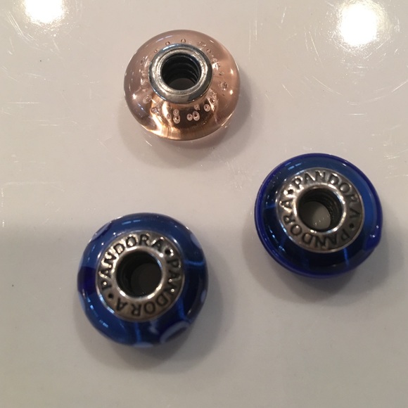 3 Pandora glass bead charms