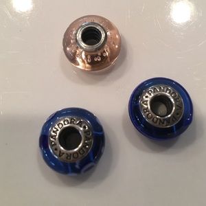 3 Pandora glass bead charms