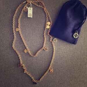 NEW Tory Burch Gold Necklace w/ pouch & gift bag!