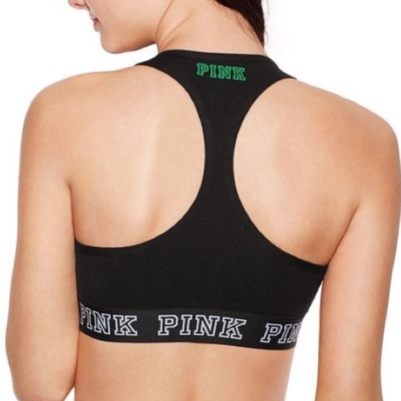 Victoria's Secret PINK Shamrock Black Sports Bra - Picture 2 of 4