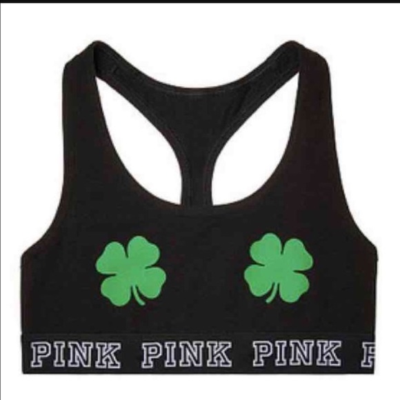 Victoria's Secret PINK Shamrock Black Sports Bra - Picture 3 of 4