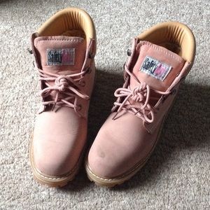 Pink safety girl boots, size 8.5