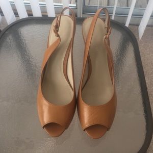 NINE WEST Leather & Cork wedges