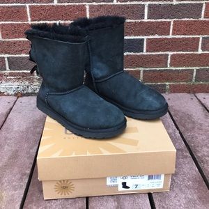 UGG Black Boots (Bailey Bow)