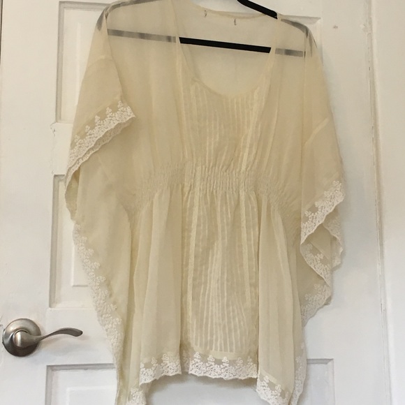 Cream sheer flowy top