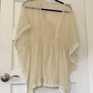 Cream sheer flowy top