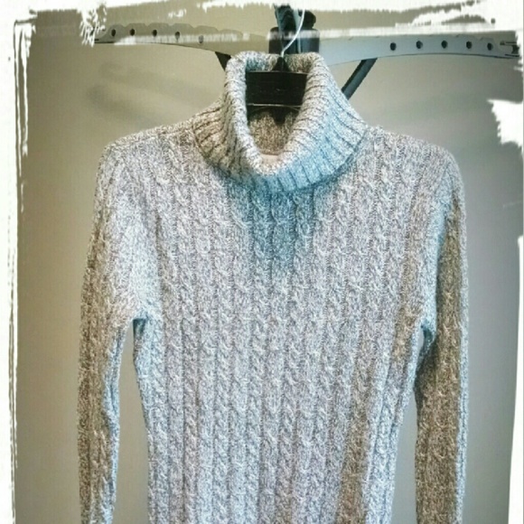 NY & Co Silver Sparkly Cable Knit Turtle Neck