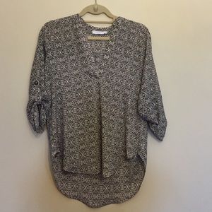 Lush black and white geometric patterned blouse