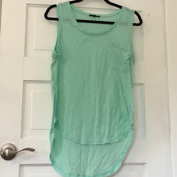 High low mint green sleeveless shirt