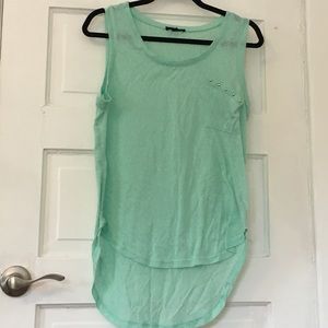 High low mint green sleeveless shirt
