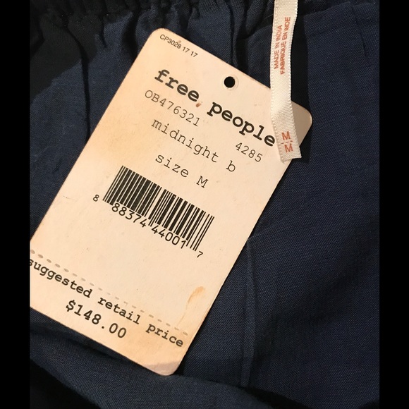 FREE PEOPLE OFF THE SHOULDER CANDY SHOP DRESS NAVY - Picture 4 of 4