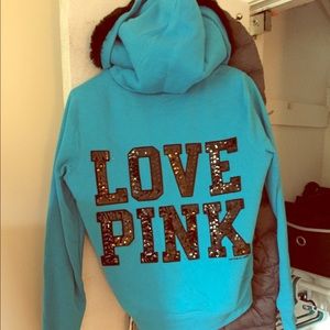 Victoria Secrets PINK fur zip up hoodie