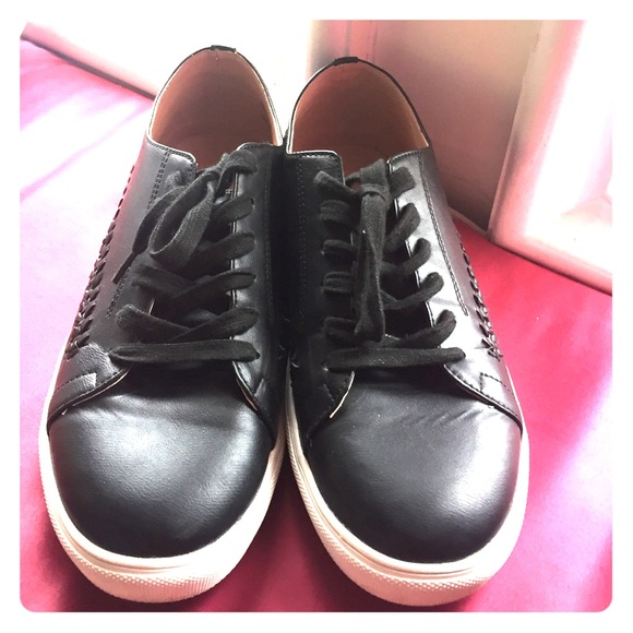 Faux leather lace up shoes