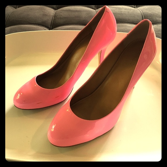 J. Crew hot pink patent leather round toe pumps