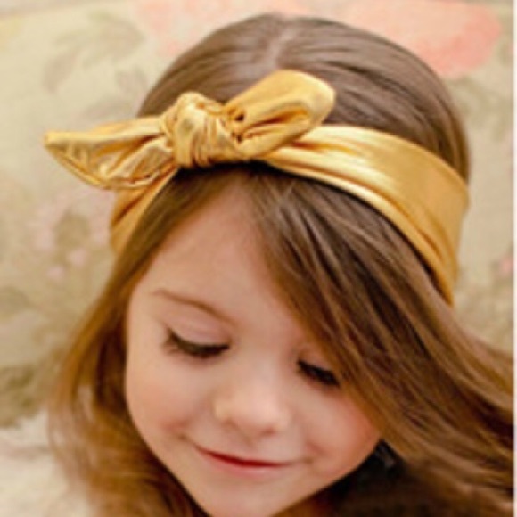 Girls Metallic Gold Knotted Wrap Headband