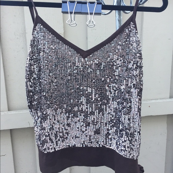 Bebe Spaghetti strap Sequins Tank top