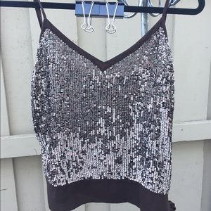 Bebe Spaghetti strap Sequins Tank top