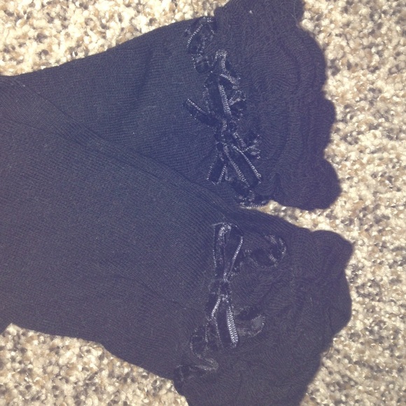 Maurice's Black Boot Socks with Bow