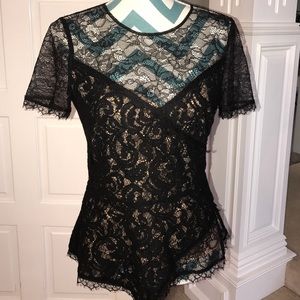 Bcbgmaxazria lace peplum shirt