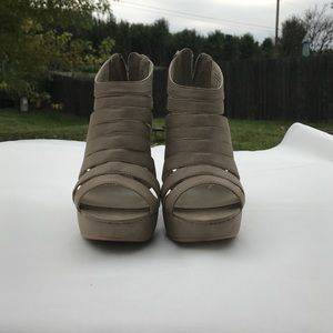 Taupe platform heels